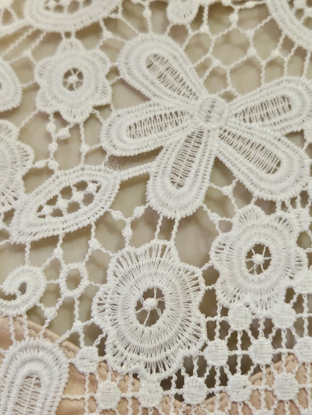 Free People La Spezia Dress White Scalloped Lace Beige Lining Bell Sleeves,Small - Picture 4 of 16